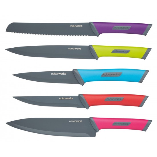 Shop quality Colour-Works 5-Piece Coloured Stainless Steel Knife Set and Acrylic Knife Block -  Brights  Colours in Kenya from vituzote.com Shop in-store or online and get countrywide delivery!