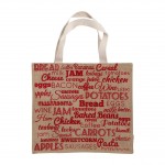 Premier Food Stuff Shopping Bag Jute Hessian / Cotton Material Natural / Red Colour