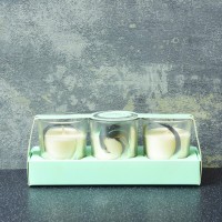 Candlelight Spa Day Revitalise Set of 3 Glass Wax Filled Pots GREEN TEA Scent