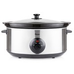 Swan 6.5 Litre Oval Stainless Steel Slow Cooker with 3 Cooking Settings, 320W - Silver