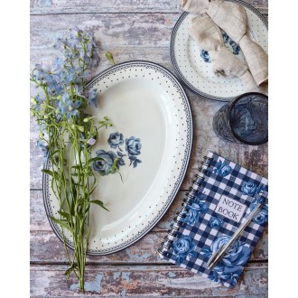 Katie Alice Vintage Indigo Serving Platter with Floral Design, 36 x 24 cm