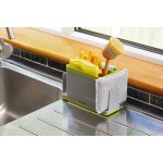 Kitchen Craft 4-in-1 Plastic Kitchen Sink Tidy, (7.5" x 3.5" x 4.5") - Grey / Green - AntiRust