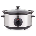 Swan 3.5 Litre Oval Stainless Steel Slow Cooker with 3 Cooking Settings, 200W, Silver