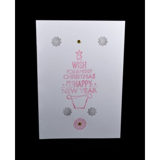 Pink Elephant Christmas and Happy New Year Card - Assorted Designs ( Medium White)