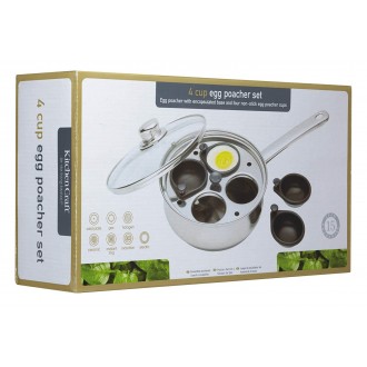 Kitchen Craft Stainless Steel 4 Cup Egg Poacher Set 