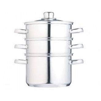 Kitchen Craft Induction-Safe Stainless Steel 3-Tier Food Steamer Pan / Stock Pot, 2.5 Liters Capacity