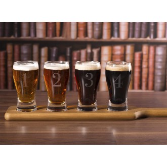 Creative Tops Earlstree & Co Beer Tasting Gift Set (Set of 4 Mini 'Pint' Glasses with Wooden Serving Board)