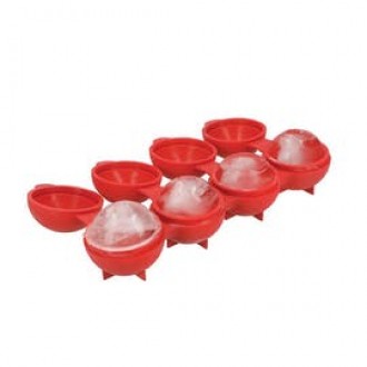 Colourworks Sphere Ice Cube Moulds, Gift Boxed, LFGB Grade Silicone, Red