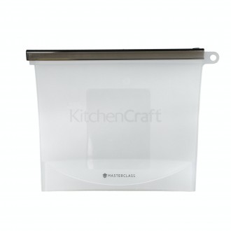 Master Class Reusable Silicone Food Bag, 1 Litre - BPA Free, Microwave, dishwasher & freezer safe