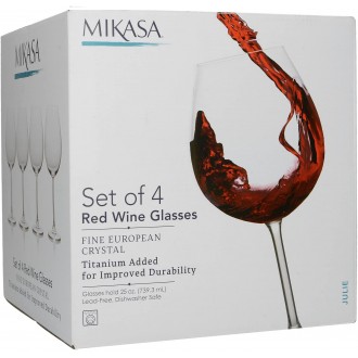 Mikasa 'Julie' Luxury Lead-Free Crystal Red Wine Glasses, 710 ml - Clear (Set of 4)