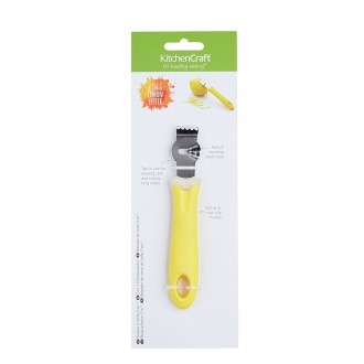 Kitchen Craft Soft-Grip 2-in-1 Lemon Zester / Canelle Knife, 16 cm (6.5") - Yellow