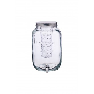 Kitchen Craft Glass Drinks Dispenser Jar with Water Infuser, 7.5 Litres - Transparent