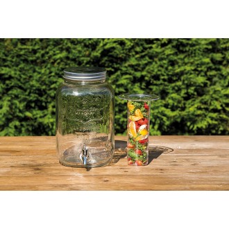 Kitchen Craft Glass Drinks Dispenser Jar with Water Infuser, 7.5 Litres - Transparent