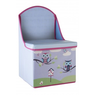 Premier Children's Storage Box / SEAT - Owl Design, Wood, Purple