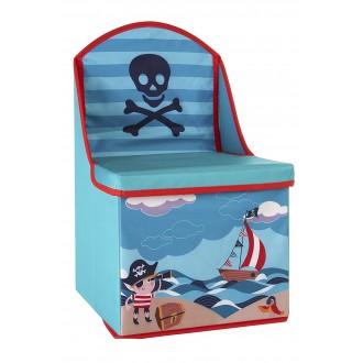 Premier Children's Storage Box / SEAT - Pirate Design, Wood, Blue