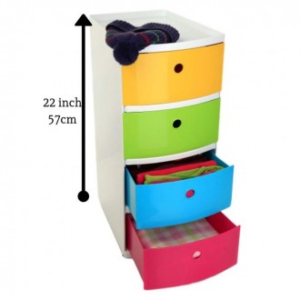 Tatay 4-Drawer Storage Tower Kids, Multicolour (29.5cmX22cmX57cm)