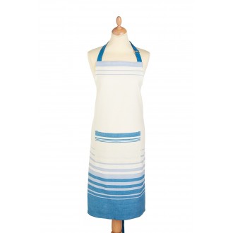 Kitchen Craft 'Jacquard Stripe' Adjustable 100% Cotton Printed Cooking Apron - Cream / Blue