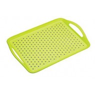 Colourworks Non-Slip Plastic Serving Tray by, 41 x 28.5 cm (16 x 11 Inches) - Green