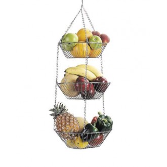 Kitchen Craft Chrome Plated 3 Tier Hanging Vegetable/Fruit Rack