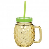 Bar Craft Glass 'Pineapple' Drinking Jar, 400ml