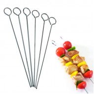 Kitchen Craft Flat-Sided Metal Barbeque Skewer, 20 cm (Set of 6 Metal Skewer Sticks)