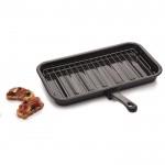 Kitchen Craft Universal Enamel Grill Pan with Detachable Handle, 40 x 23 cm (15.5" x 9") - Black