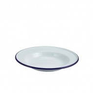 Neville Genware Enamel Deep Plate White & Blue, 24cm