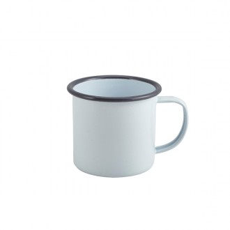 Neville Genware Enamel Mug White with Grey Rim, 360ml