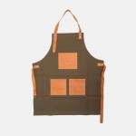 Adelphi Green Hard-Wearing Canvas Apron, Unisex, with 3 Full Leather Large Pockets - Made in Kenya