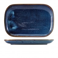 Neville Genware Terra Porcelain Aqua Blue Rectangular Plate, 34.5 x 23.5cm