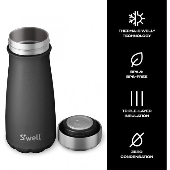 S'well Black Onyx Traveler, 470ml - Triple Layered