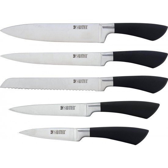 Shop quality Sabatier Maison Collection 5-Piece Soft-Grip MoV Stainless Steel Knife Set with Matching Knife Block –Silver/Black in Kenya from vituzote.com Shop in-store or online and get countrywide delivery!