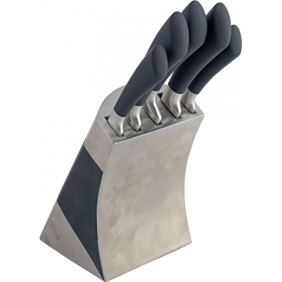 Shop quality Sabatier Maison Collection 5-Piece Soft-Grip MoV Stainless Steel Knife Set with Matching Knife Block –Silver/Black in Kenya from vituzote.com Shop in-store or online and get countrywide delivery!