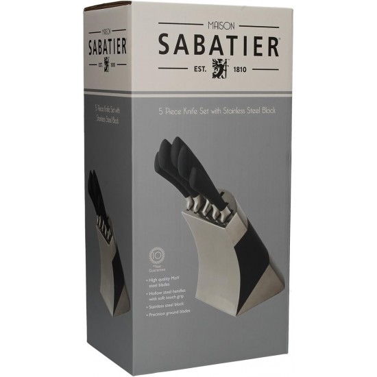 Shop quality Sabatier Maison Collection 5-Piece Soft-Grip MoV Stainless Steel Knife Set with Matching Knife Block –Silver/Black in Kenya from vituzote.com Shop in-store or online and get countrywide delivery!