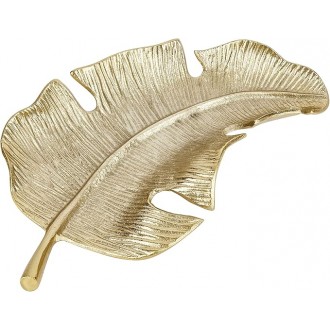 Artesà Gold Palm Leaf Plate, Cast Aluminium Serving Platter with Gold-Coloured Finish, 33 x 18.5cm