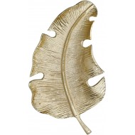 Artesà Gold Palm Leaf Plate, Cast Aluminium Serving Platter with Gold-Coloured Finish, 33 x 18.5cm