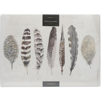 Creative Tops Feathers Pack Of 4 Large Premium Placemats