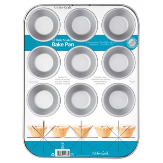 Kitchen Craft Non-Stick 12-Hole Bake Pan / Fruit tarts/ Mini Cheesecakes, 31cm x 24cm.