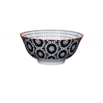 Kitchen Craft Black Swirl Centred Ceramic Bowl, 16cm