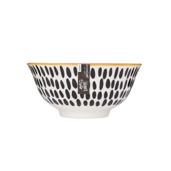 Kitchen Craft Red Swirl and Black Spots Ceramic Bowl, 16cm