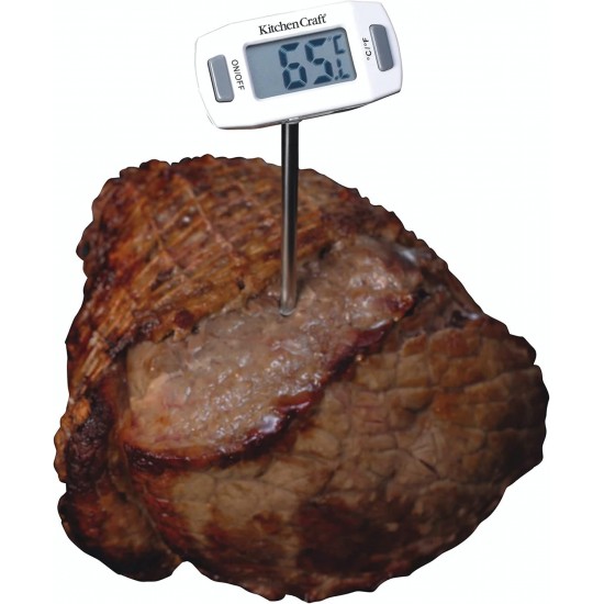 Kitchen Craft Digital Food Thermometer Probe with Protective Cover, Ideal for Meat, Poultry, Jam & More, White