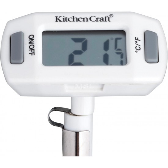 Kitchen Craft Digital Food Thermometer Probe with Protective Cover, Ideal for Meat, Poultry, Jam & More, White