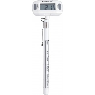 Kitchen Craft Digital Food Thermometer Probe with Protective Cover, Ideal for Meat, Poultry, Jam & More, White