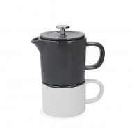 La Cafetière Barcelona Coffee For One Set, Cafetiere and Mug, Cool Grey, 400ML