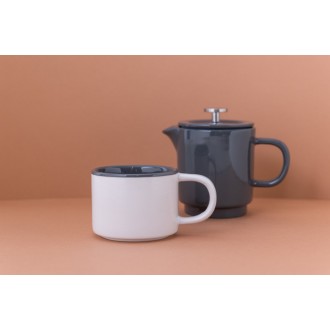 La Cafetière Barcelona Coffee For One Set, Cafetiere and Mug, Cool Grey, 400ML