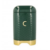 Lovello Textured Coffee Storage Canister with Lid, Hunter Green & Gold