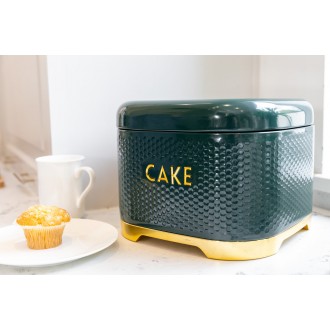 Lovello Cake Storage Tin with Lid, Hunter Green & Gold