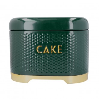 Lovello Cake Storage Tin with Lid, Hunter Green & Gold