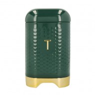 Lovello Tea Storage Caddy with Lid, Hunter Green & Gold