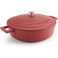 MasterClass 4L/28 cm Lightweight Cast Aluminium Induction and Oven Safe Shallow Casserole Dish with Lid, Red